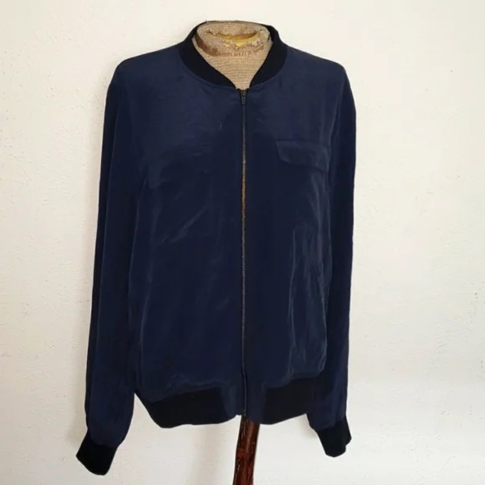 Equipment 💯 Silk Bomber Jacket, Blue, Size L
